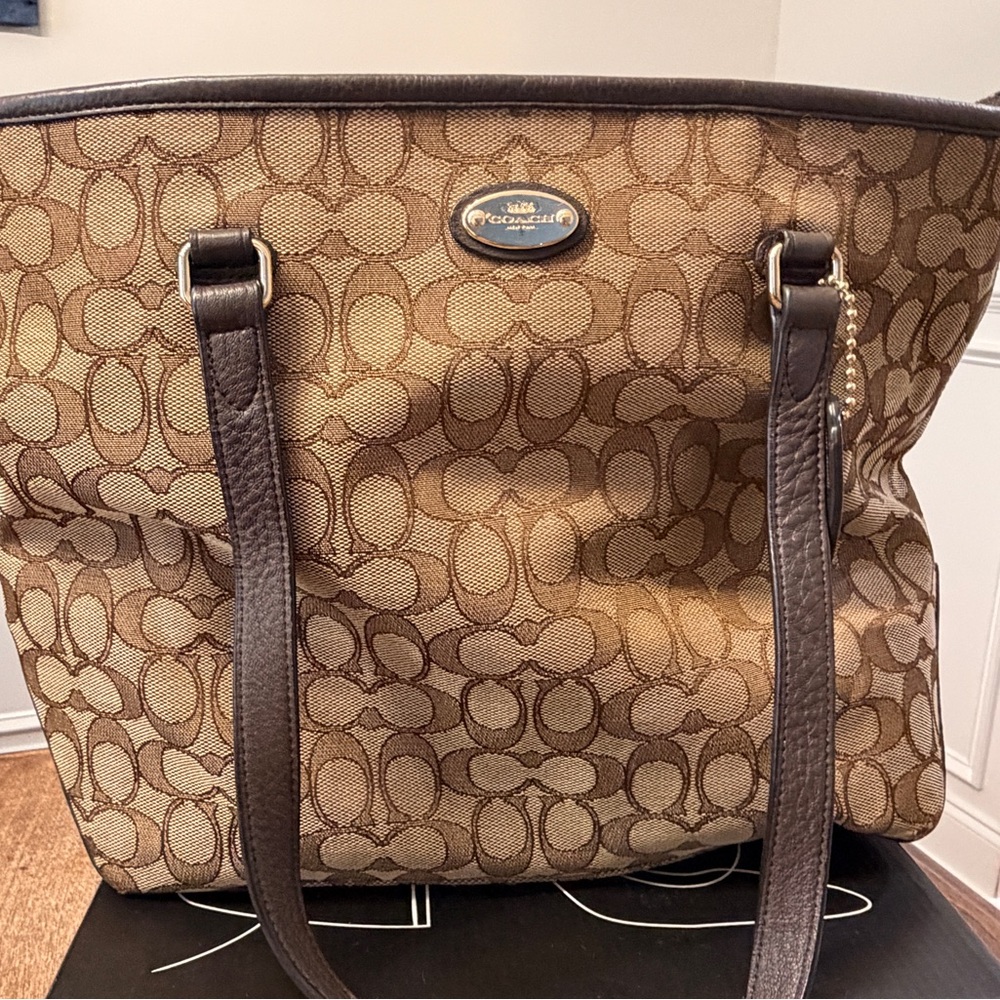 Coach Tan and Brown Signature Tote